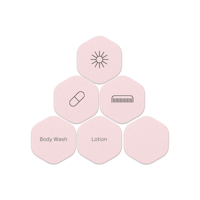 The Cadence Labels - Set of 6 by Cadence features interchangeable magnetic labels—including icons and text—ideal for customizing your travel system or organizing your essentials.