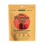 A yellow resealable pouch of Plant People WonderDay - Super Mushroom Gummies, wild raspberry flavor. The front highlights 100% vegan, zero sugar, gluten free, and features a gummy and raspberry for immune support.