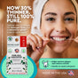 A smiling woman holds dental floss near her face. The image highlights Radius Natural Silk Floss, a plastic-free option that helps remove plaque and reduce cavities, and notes it is made in the USA with natural wax coverage.