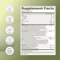 The supplement facts label for Rookie Wellness Greens displays its ingredients and nutrition info on a green gradient background. Icons to the left show its gluten free, soy free, vegan, has no added sugar, and is clinically studied.