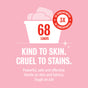A white tub with pink towels and a bold red "3x Concentrated" badge touts Rebel Green Fresh Laundry Detergent Liquid—USDA certified organic, powerful yet gentle on skin and fabrics. Handles 68 loads. Tough on ick! Set on a pink background.