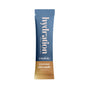 A blue and tan stick pack labeled Hydration Coconut Pineapple - Sample from Rookie Wellness, this dietary supplement features a refreshing coconut pineapple flavor and provides essential amino acids and electrolytes for optimal BCAA hydration.