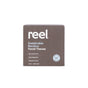 A brown box of Reel Premium Bamboo Facial Tissues contains 60 ultra-soft, 3-ply, hypoallergenic, fragrance-free tissues and features white text on the packaging.