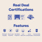 Graphic featuring certification logos for BPI, OK compost, TÜV Austria, and CMA. Repurpose Compostable Small Bin Bags are lavender scented, Lomi approved, home-compostable, strong & durable, tear & leak resistant.