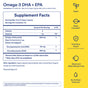 Supplement facts label for Ritual Omega 3-DHA capsules with microalgae oil. Right side lists: vegan, traceable, third-party tested, gluten & allergen free—supports brain & heart health.