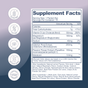 The Sleep Powder Packets, Relaxation & Sleep by Rookie Wellness feature a supplement facts label highlighting ingredients, nutrition info, and badges: gluten-free, soy-free, vegan, no sugar added, calming herbs, clinically studied magnesium. Blue-gray background.