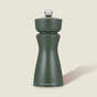 The Cole & Mason 2-in-1 Kenton Salt & Pepper Mill with Ceramic Grinder stands upright on a light cream background, featuring a matte dark green finish and the brand’s name near the base.