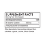 Thorne NAC - N-Acetylcysteine Supplement Facts: Each capsule contains 500mg NAC, an antioxidant for liver health. Other ingredients: hypromellose (cellulose capsule), leucine, silicon dioxide. Daily value not established.
