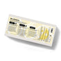 Rectangular yellow and white label for Soap Distillery's Elixir of the Sun Three Soap Gift Set, featuring cocktail-inspired scents—Dark & Stormy, Limoncello, Long Island Iced Tea—plus ingredients, barcodes, and playful icons.