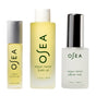OSEAs Vagus Nerve Travel Set features three minimalist-labeled relaxation essentials: oil roll-on, bath oil, and pillow mist—ideal for wellness on the go.