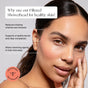 A woman with clear skin touches her face. Text: The Canopy Filtered Handheld Showerhead reduces chlorine and minerals, supports healthy skin and hair, helps rinse off cleansers. Badge: Dermatologist Recommended.