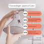 A hand adjusts the Canopy Filtered Handheld Showerhead. Overlay text: 96% felt cleaner and saw suds rinse easier; 87% noticed less dryness and healthier skin after using dermatologist-approved water.