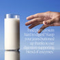 A glass of plant-based milk sits on a surface as a hand reaches for it. Text reads: Struggling with plant protein? Ora Organic’s So Lean & So Clean uses digestive enzymes and organic superfoods to support smooth digestion.