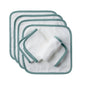 Six organic cotton Cloud Loom™ Baby Wash Cloths by Coyuchi are stacked neatly, with one washcloth rolled and placed on top. Ideal for baby care and gentle cleansing, the set is shown against a plain, light-colored background.