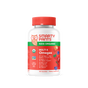 A bottle of SmartyPants Kids Organic Multi & Omega Gummies, with a red cap and label displaying tomatoes, carrots, and berries. These organic kids multivitamins are certified organic, provide essential nutrients, and deliver gluten-free vegetarian omega-3 gummies for children.