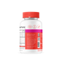 A white bottle with a red cap and label features the SmartyPants Kids Probiotic & Prebiotic Gummy, displaying supplement facts and usage instructions. Red icons above the label highlight key features such as immunity support and safety, underscoring the product’s benefits for digestive health and promoting a balanced gut microbiome. The background is plain white.