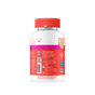 A white bottle with a red cap, featuring a label with nutrition facts, certifications, a QR code, and product information in white and orange text. An illustrated owl is partially visible on the right side, highlighting SmartyPants Kids Probiotic & Prebiotic Gummy’s focus on digestive health as a premium probiotic supplement.