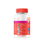 A white SmartyPants supplement bottle with a red cap and orange label displays information about the product’s natural ingredients, vitamin D3, digestive health benefits, and certifications. An owl graphic and small icons appear on the label, emphasizing that these Kids Prebiotic and Probiotic Immunity Gummies are specially formulated for children to support their immune health.