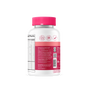 A SmartyPants Womens 50+ Plus Multi & Omegas 90 count bottle with a pink cap shows nutrition facts, directions, omega-3 DHA/EPA info, a QR code, and icons for gluten-free, vegan, and 22 calories per serving.