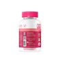 A white bottle with a pink cap and label for SmartyPants Womens 50+ Plus Multi & Omegas (90 count), showing omega-3 DHA/EPA info, nutritional and certification icons, and part of a cartoon owl on the right.