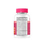 A white SmartyPants Womens 50+ Plus Multi & Omegas bottle with a pink cap displays a Supplement Facts label listing omega-3 DHA/EPA and daily nutrients in black text on a white background. Contains 90 count.