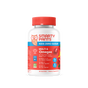 A bottle of SmartyPants Kids Zero Sugar Multi & Omegas Gummies with a red cap and a label featuring an owl mascot, berry illustrations, and nutritional highlights of this zero sugar supplement.