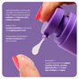A hand dispenses Shielded Beautys Night Life Live Probiotic + HA Serum from a purple pump onto a fingertip, with text showcasing the nourishing benefits of hyaluronic acid and live probiotics in this skincare formula.