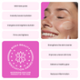 A smiling woman applies Shielded Beauty’s Triple Threat Treatment patch to her cheek. Benefits like minimizing pores and boosting hydration showcase clean beauty. An award badge marks it as the 2024 Beauty Innovation Award winner.
