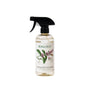 A clear spray bottle labeled Koala Eco Stainless Steel Cleaner with botanical illustrations and a black trigger nozzle, containing transparent liquid—an eco-friendly cleaner ideal for stainless steel surfaces.