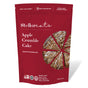 A red pouch labeled Stellar Eats Apple Crumble Cake shows a sliced cake and highlights its gluten-free, dairy-free, plant-based, and paleo-friendly features.