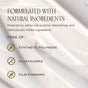 Creamy white texture background featuring the text: Inner Reflection Sculpting Pomade by Innersense Organic Beauty, crafted for curl definition with advanced polymer alternatives and pure ingredients. Free of synthetic polymers, plasticizers, film formers.