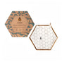 A SuperBee Hexawash Laundry Detergent Substitute in a hexagonal, patterned box sits beside a white honeycomb pouch in a matching tray—perfect for eco-friendly, non-toxic laundry care.