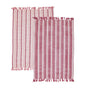 The Striped Organic Cotton Tea Towel Set by Supra Endura features red and white vintage stripes, perfect for bringing classic charm to your kitchen.