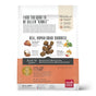 Back of The Honest Kitchen Dry Dog Food, Grain Free Beef Whole Food Clusters bag with details, ingredients, and features like “human grade dry dog food,” “no artificial flavors,” and The Honest Kitchen logo at the bottom right corner.