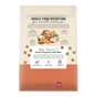 A package of The Honest Kitchen Dry Dog Food, Whole Grain Beef & Oat Whole Food Clusters shows ranch raised beef, meat, fish, eggs, and veggies over kibbles and product benefits, with text highlighting probiotics and gentle preparation for wellness.