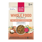 A 5-lb bag of The Honest Kitchen Dry Dog Food, Whole Grain Beef & Oat Whole Food Clusters, with ranch-raised beef and superfoods. Packaging shows food clusters and illustrations of wholesome ingredients.