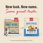 Two pet food packages from The Honest Kitchen show the new look and name of Wholemade™ Whole Grain Turkey Dog Food with the message “New look. New name. Same great taste.” One features cage-free turkey for dogs, the other a turkey meal illustration.