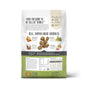 A bag of The Honest Kitchen Dry Dog Food, Grain Free Chicken Whole Food Clusters, made with cage free chicken, carrots, and broccoli. Features human grade ingredients and contains no artificial additives.