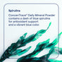 ConcenTrace Daily Mineral Powder by Trace Minerals features blue-green spirulina on a white background. It’s packed with trace minerals and blue spirulina for antioxidant support and a vibrant blue color.