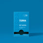 A blue box of Terra Pet Grooming Wipes stands upright against a matching blue background. The packaging notes these fragrance free, gentle, hydrating wipes are eco-friendly and individually wrapped for convenience. 30 wipes included.