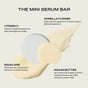 A product image for The Complete Minibar Set by Ember Wellness highlights a round cream-colored bar, sleek silver tin, and serum smear. Text features Vitamin C, Squalane, Acmella Flower, and Kokum Butter with their benefits.