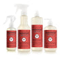 Four Mrs. Meyer’s Endless Summer Cleaning Set products—dish soap, hand soap, multi-surface cleaner, and room freshener—each with red labels and the Tomato Vine scent, are shown side by side on a white background.