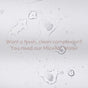 Clear water droplets and bubbles on a white surface with the text: Want a fresh, clean complexion? Try Uncommon Beauty Mini Micellar Water, our gentle cleanser. Light brown font spans the center.