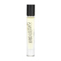 A clear glass roller bottle with a black cap contains Uncommon Beautys Hard Feelings Eau de Parfum, a light yellow fragrance blending sandalwood and incense for an alluring scent. The bold label reads HARD FEELINGS in black letters.