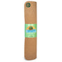 The Yoloha Yoga Unity Pro Cork Yoga Mat features a green label with artistic designs of a tree, sun, and waves, highlighted by the bold word “UNITY.” Crafted for sustainability and durability, this eco-friendly mat includes a circular leaf logo at the top end.