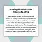 A graphic with text explains that Unpaste Fluoride Free Mint Toothpaste Tablets use nano-hydroxyapatite to fill enamel pores, helping to remineralize, strengthen, and protect teeth. Background features an abstract pastel design.