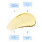 A smear of yellow face cream is encircled by text boxes reading: Rich yet lightweight formula, Deep hydration, Subtle herbaceous aroma, Nutrient-rich, and Dewy, non-greasy finish. Each box is connected by a line to the Ursa Major Golden Hour Recovery Cream.