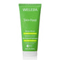 A 200ml green Weleda Skin Food Body Wash tube with white and yellow text highlights immediate nourishment, a botanical blend, and soft, smooth skin while supporting the moisture barrier.