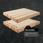 Two Classic Wood Butcher Blocks by WoodForChef, made from 100% FSC-certified hardwood, are stacked with one slightly above the other, showcasing their reversible design on a dark textured background.