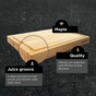 The WoodForChef Classic Wood Butcher Block - 100% FSC Certified features a deep juice groove, is crafted from hardwood maple, and comes pre-seasoned with mineral oil and beeswax for lasting quality.